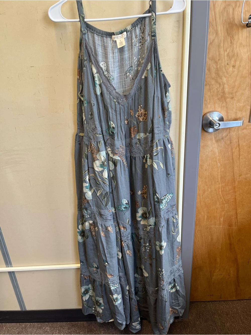 Torrid Festi Boho Floral Maxi Dress in Slate Gray NWOT size 3X